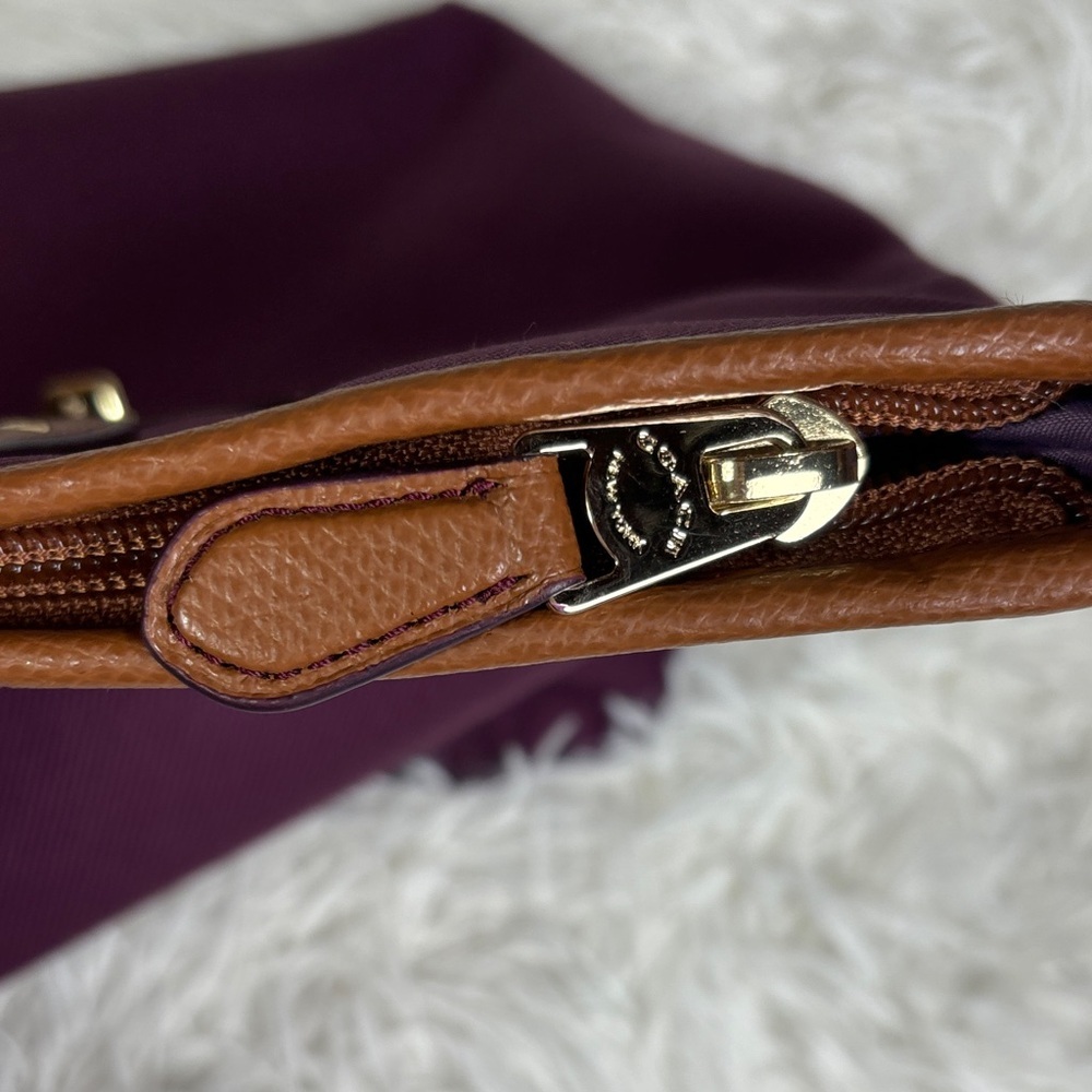 Coach Sawyer Plum Canvas & Leather Tote Bag Gold Hardware Charm - Picture 10 of 16